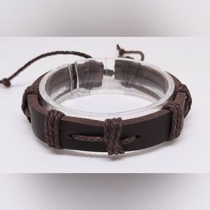Men's bracelet leather‎ layered brown new e22